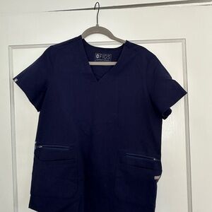 Figs Navy Blue Scrub Top w/ extra pockets